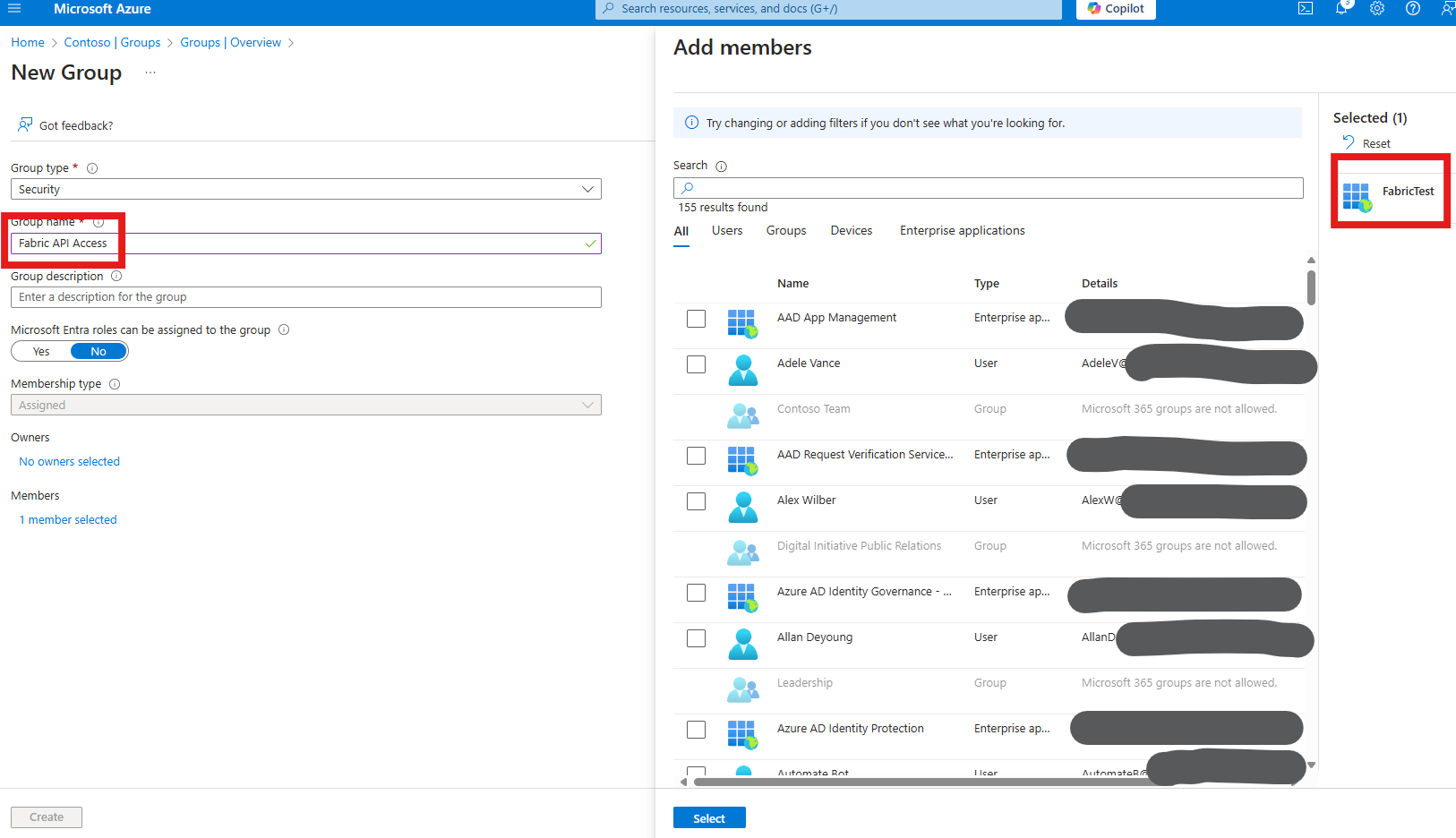 Creating a new security group in Entra Id