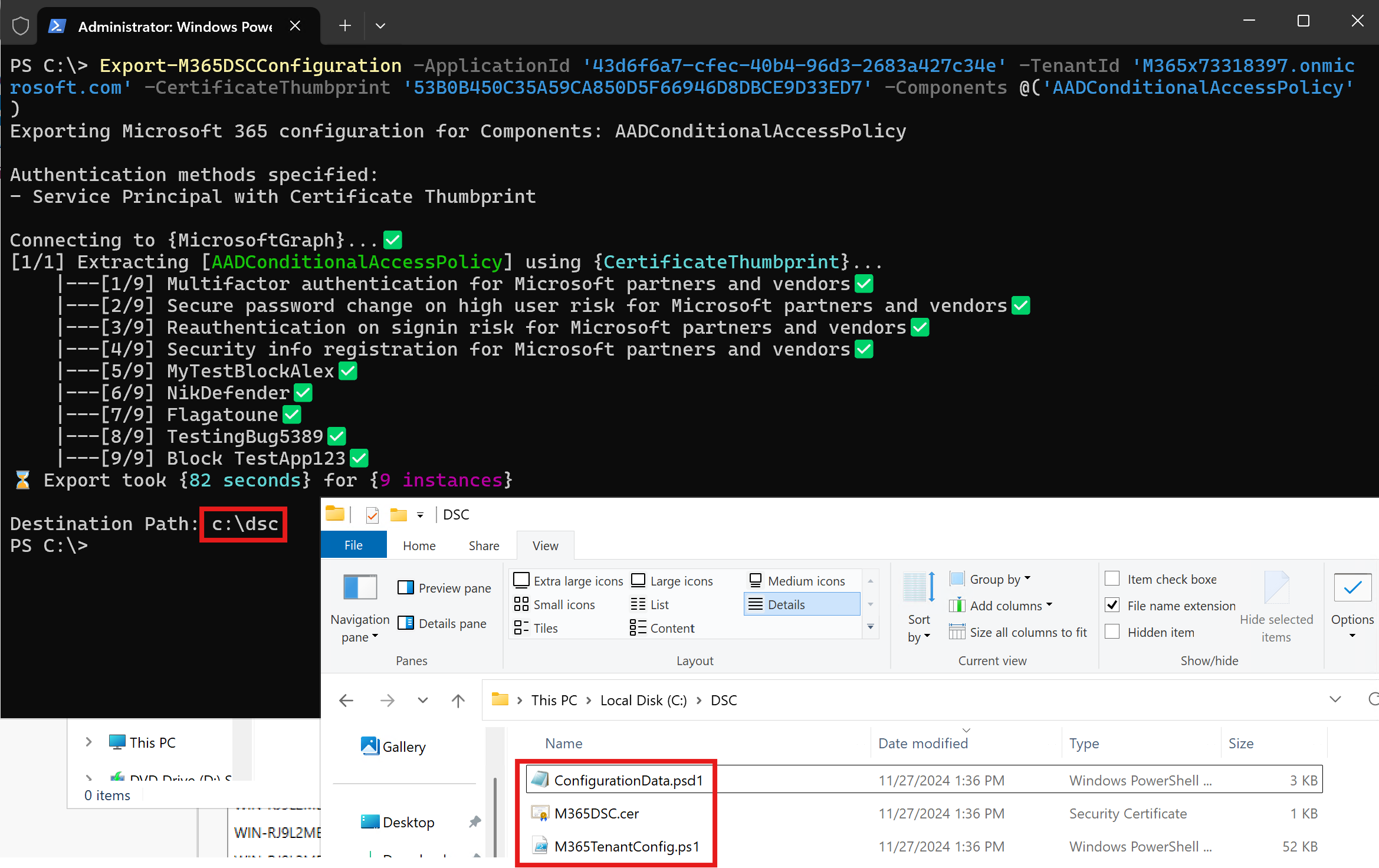 Microsoft365DSC configuration snapshot.